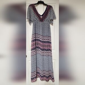 Xhilaration V-neck Sheer Mesh Boho Dress With Slip Size Medium